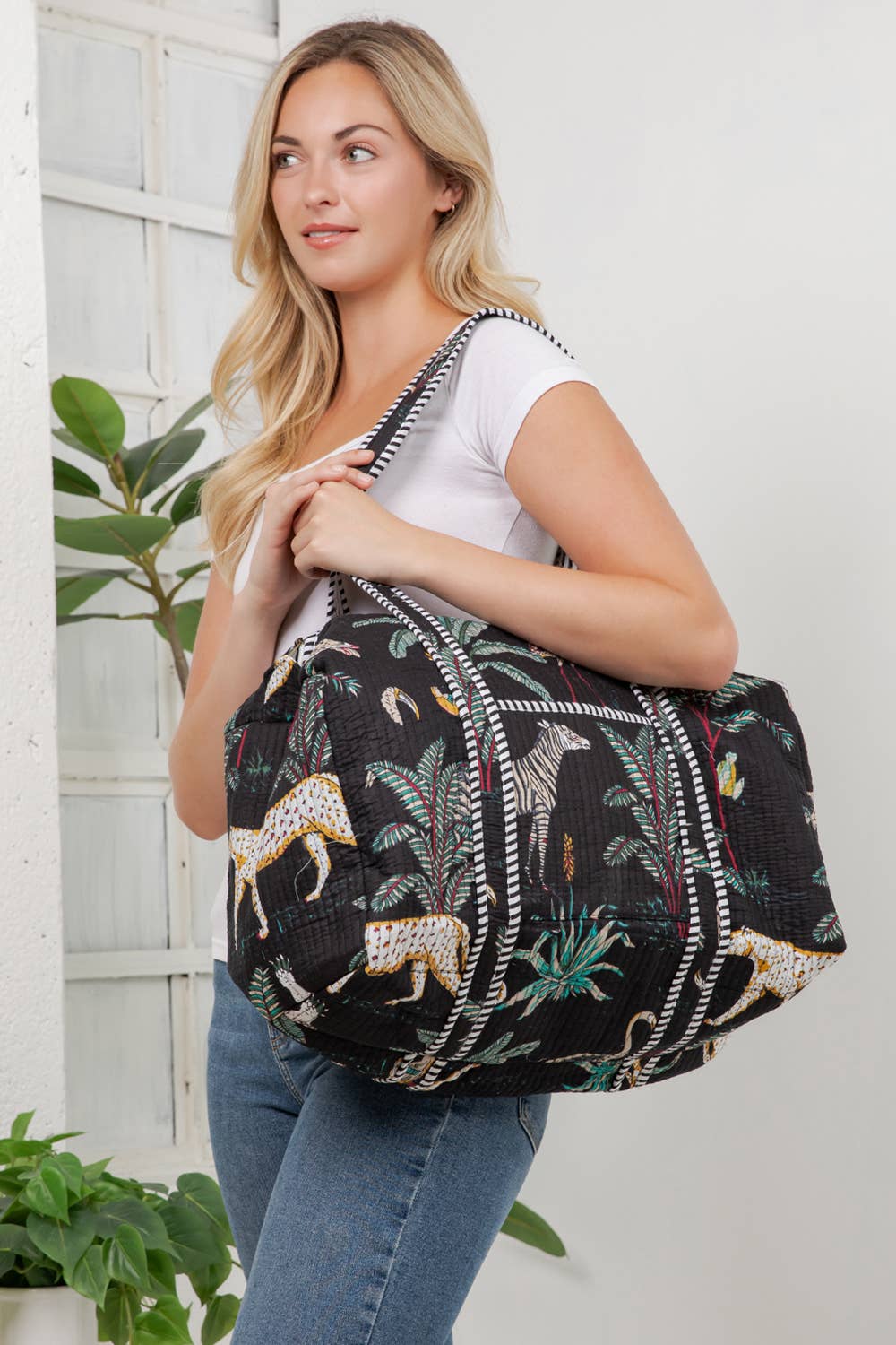 Jungle Safari Quilted Cotton Duffle Bag