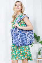 Indigo Quilted Reversible Tote Bag