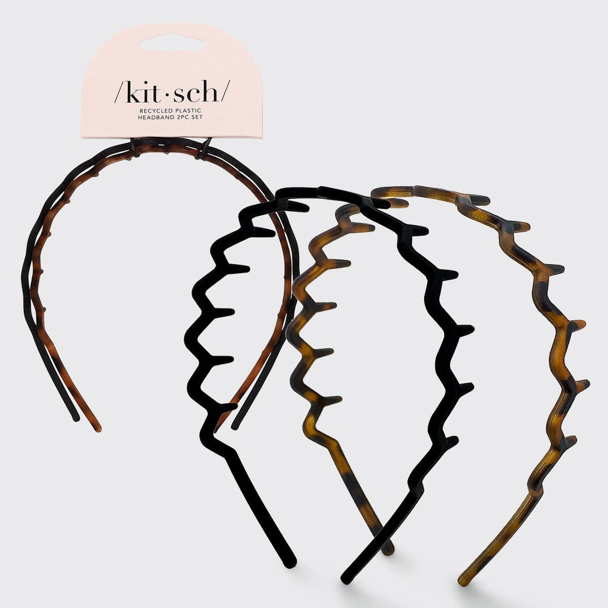Kitsch Zig Zag Headband 2pc - Black & Tort