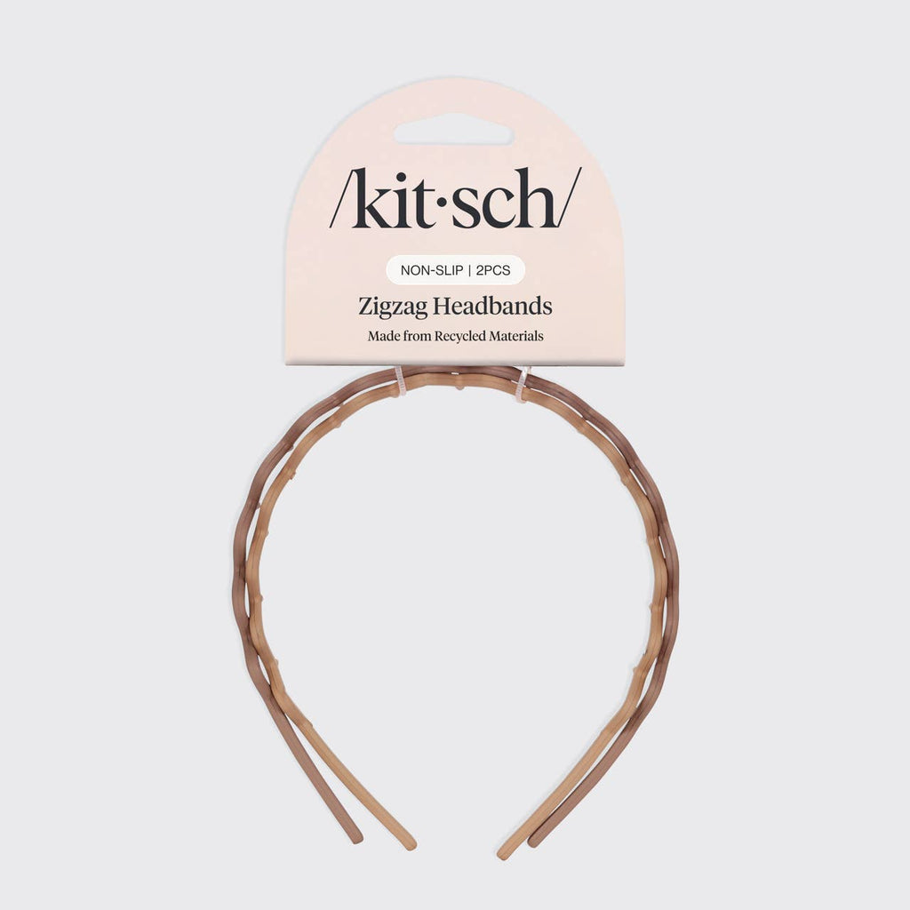 Kitsch Recycled Plastic Zig Zag Headband 2pc - Neutral