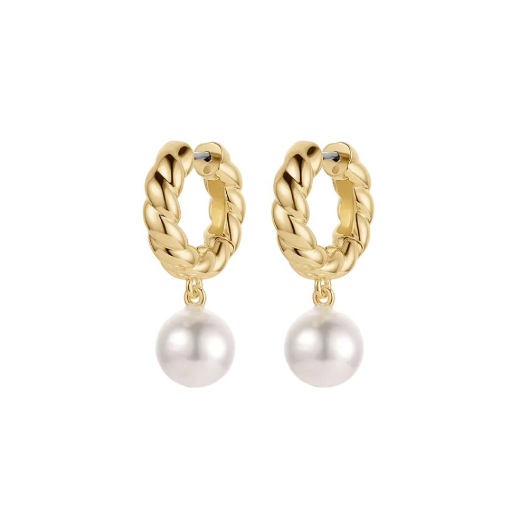 Pearl Crew Hoops - Gold