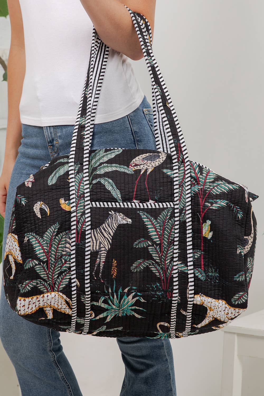 Jungle Safari Quilted Cotton Duffle Bag