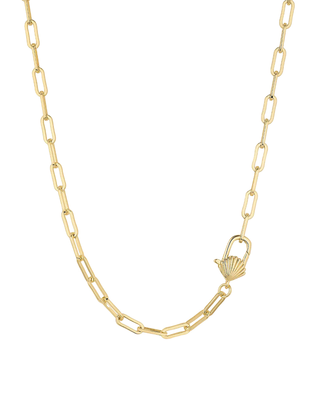 Scallop Padlock Necklace - Gold