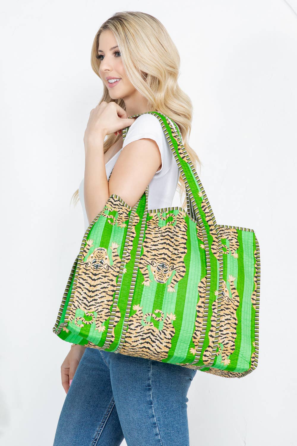 Green Tiger Handmade Reversible Tote Bag