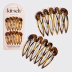 Kitsch Recycled Plastic French Hair Combs 2pc Set - Tort