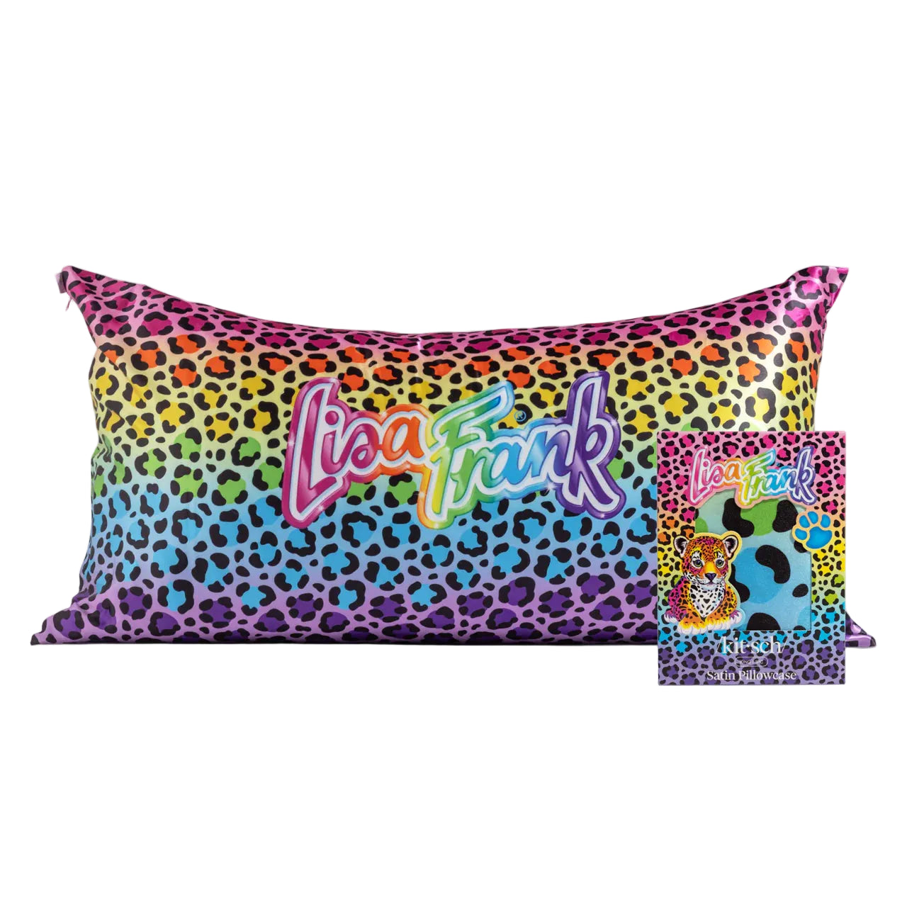 Lisa Frank x Kitsch King Satin Pillowcase in Rainbow 1 Leopard - King