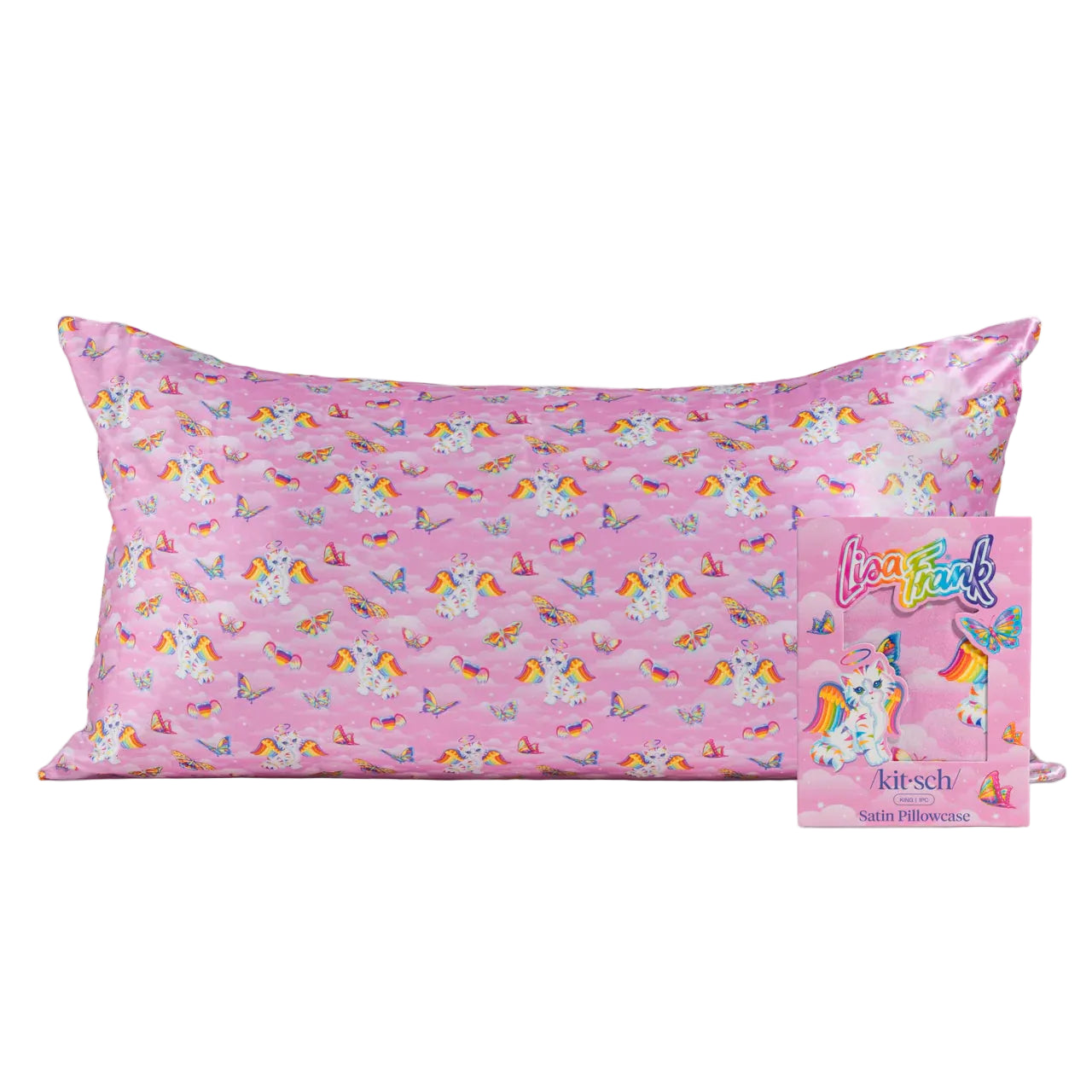 Lisa Frank x Kitsch Satin Pillowcase in Angel Kitty™ - King
