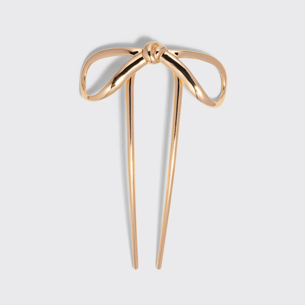 Mini Metal Bow French Hair Pin - Gold