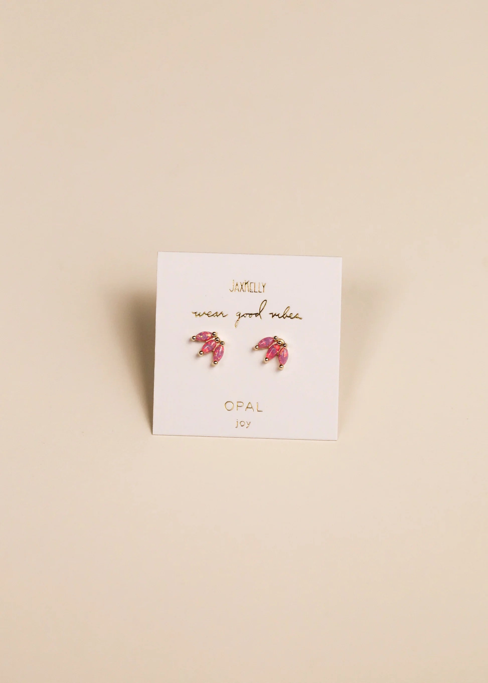Pink Opal Crown Stud Earrings