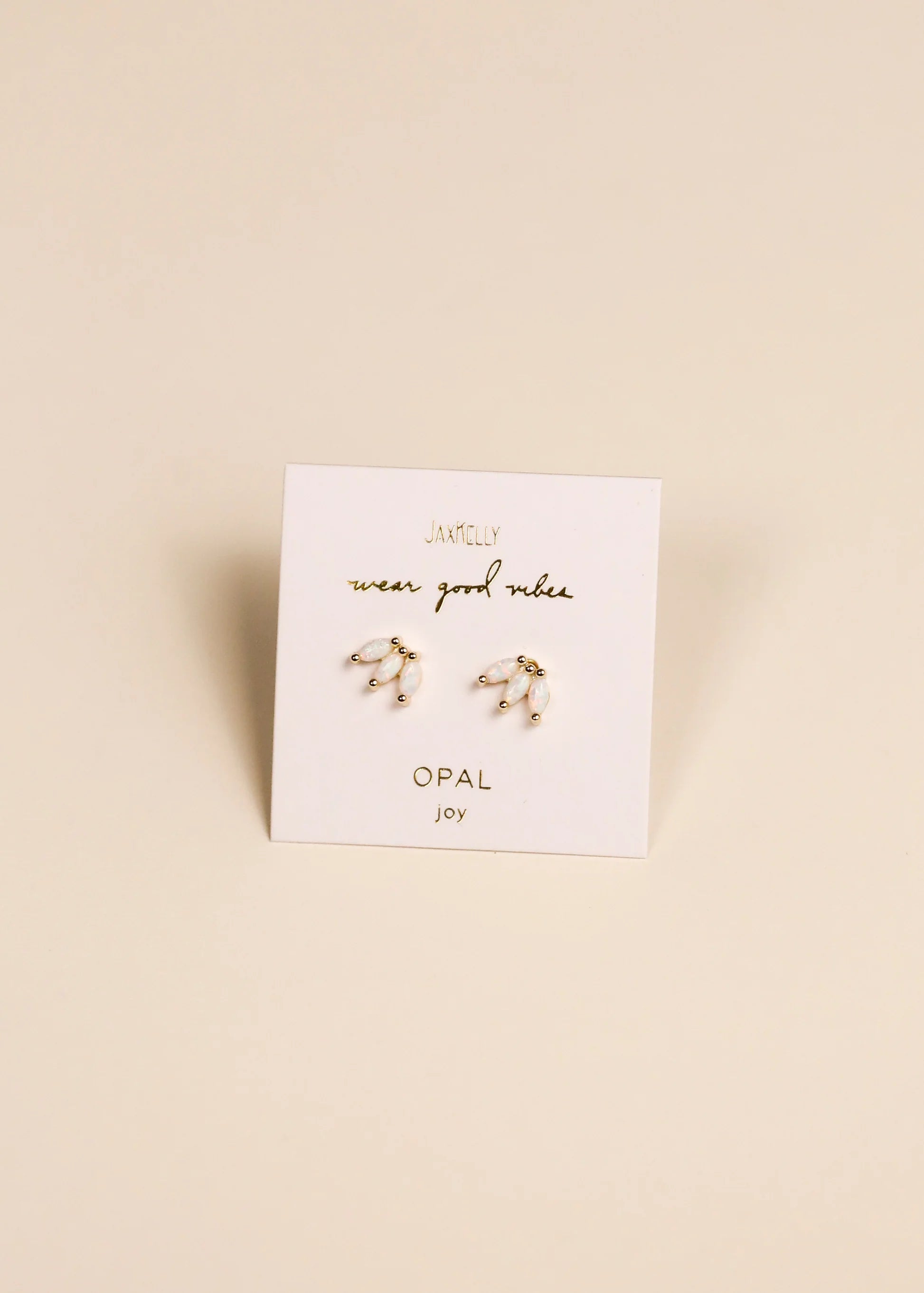 White Opal Crown Stud Earrings