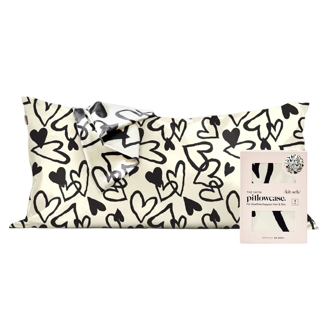 Satin Pillowcase in Heart Print - King