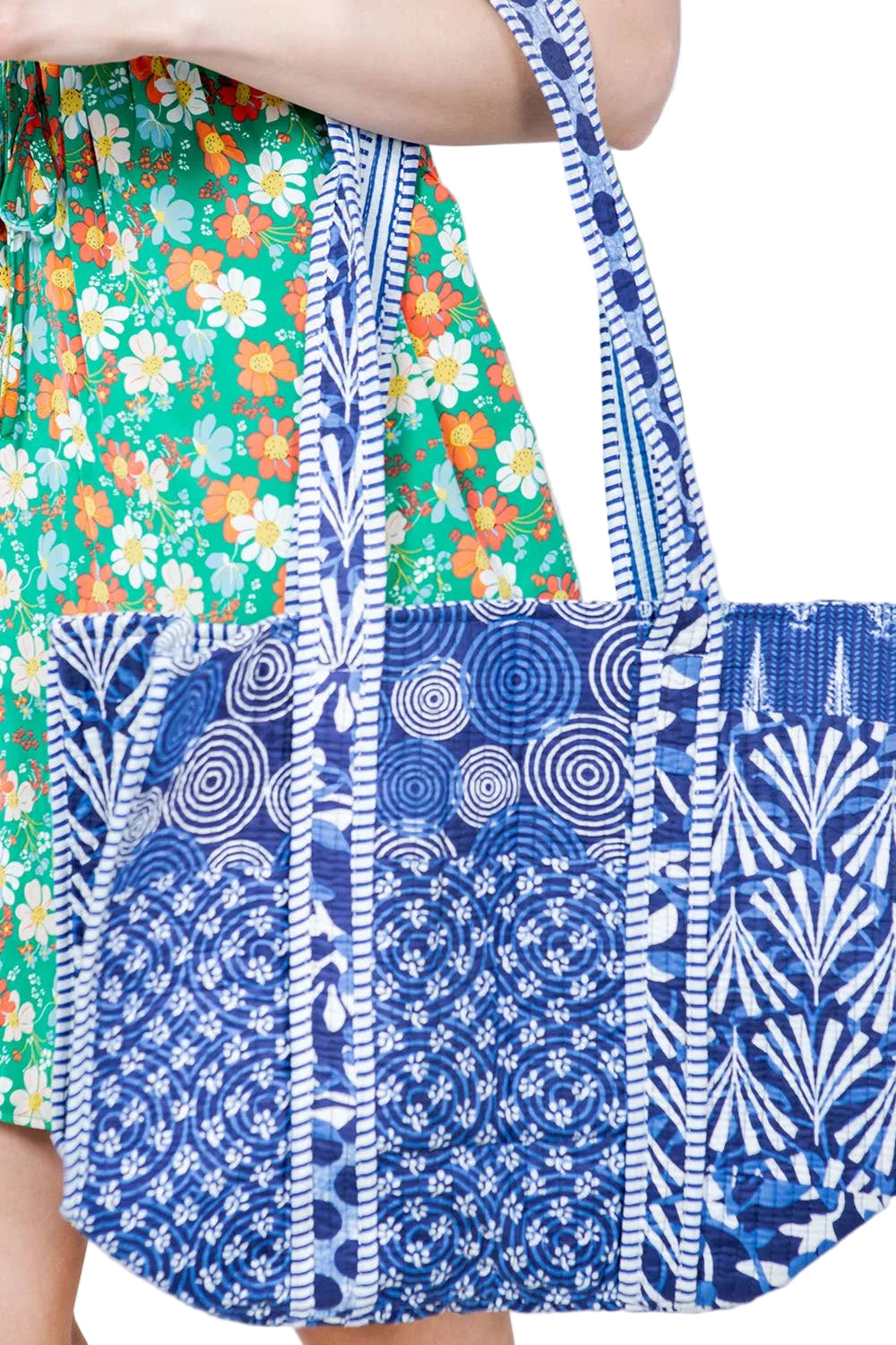 Indigo Quilted Reversible Tote Bag