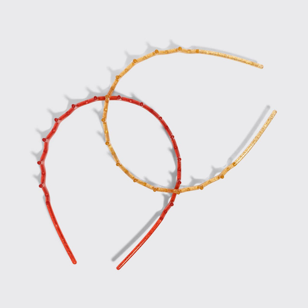 Recycled Plastic Zigzag Headbands 2pc Set - Gold & Red