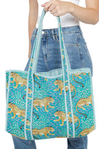 Blue Jungle Reversible Quilted Cotton Tote Bag