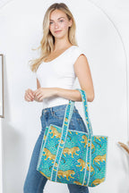 Blue Jungle Reversible Quilted Cotton Tote Bag