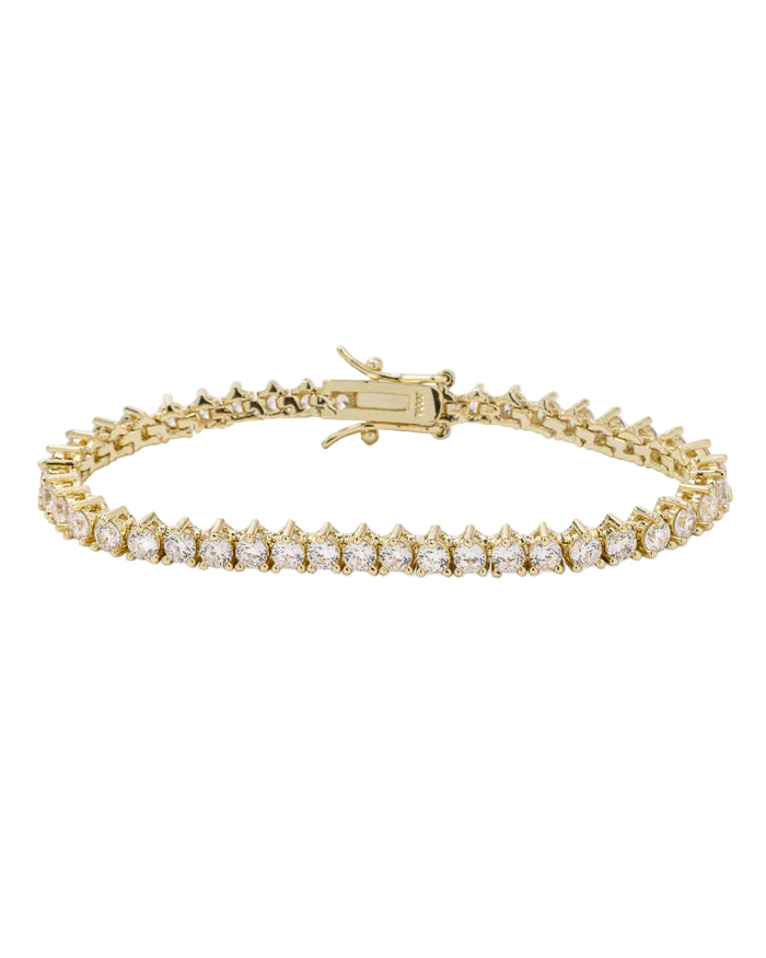 Not Your Basic Tennis Bracelet - Gold 6.5"