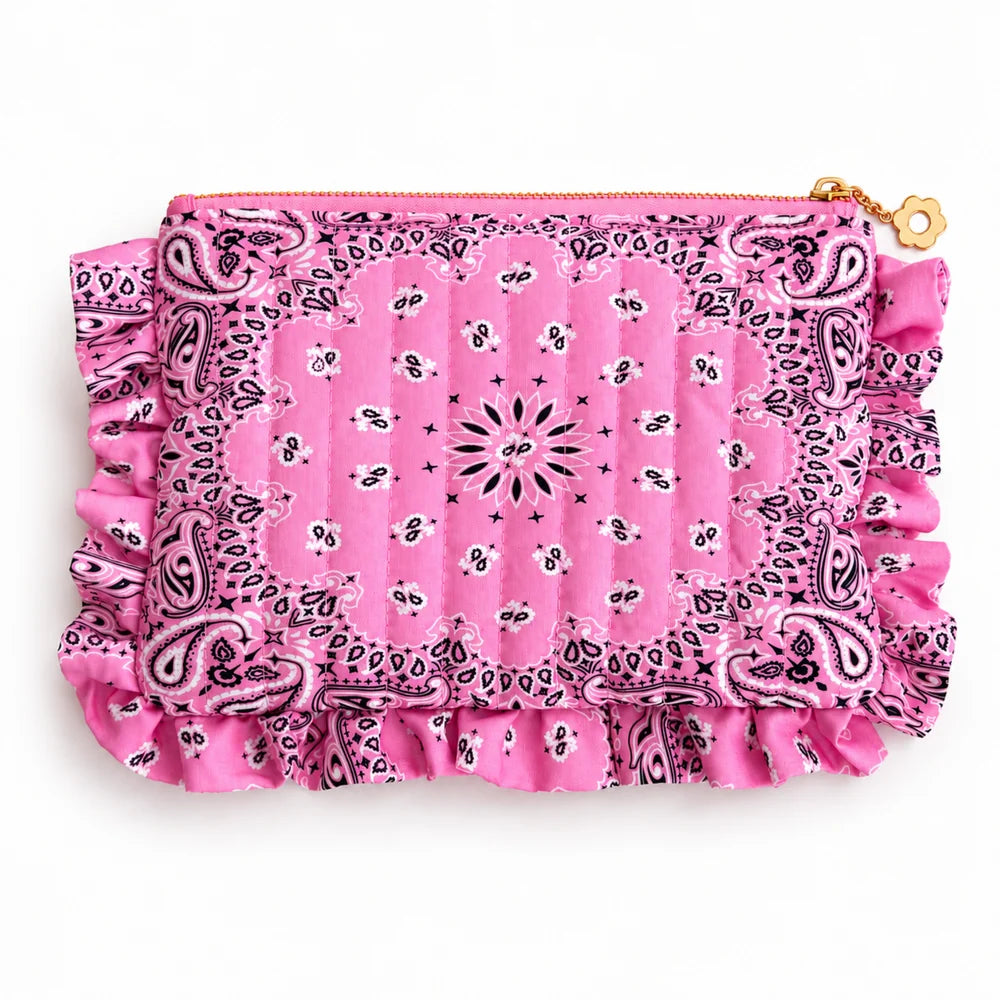 Pink Bandana Cosmetic Flat  Pouch