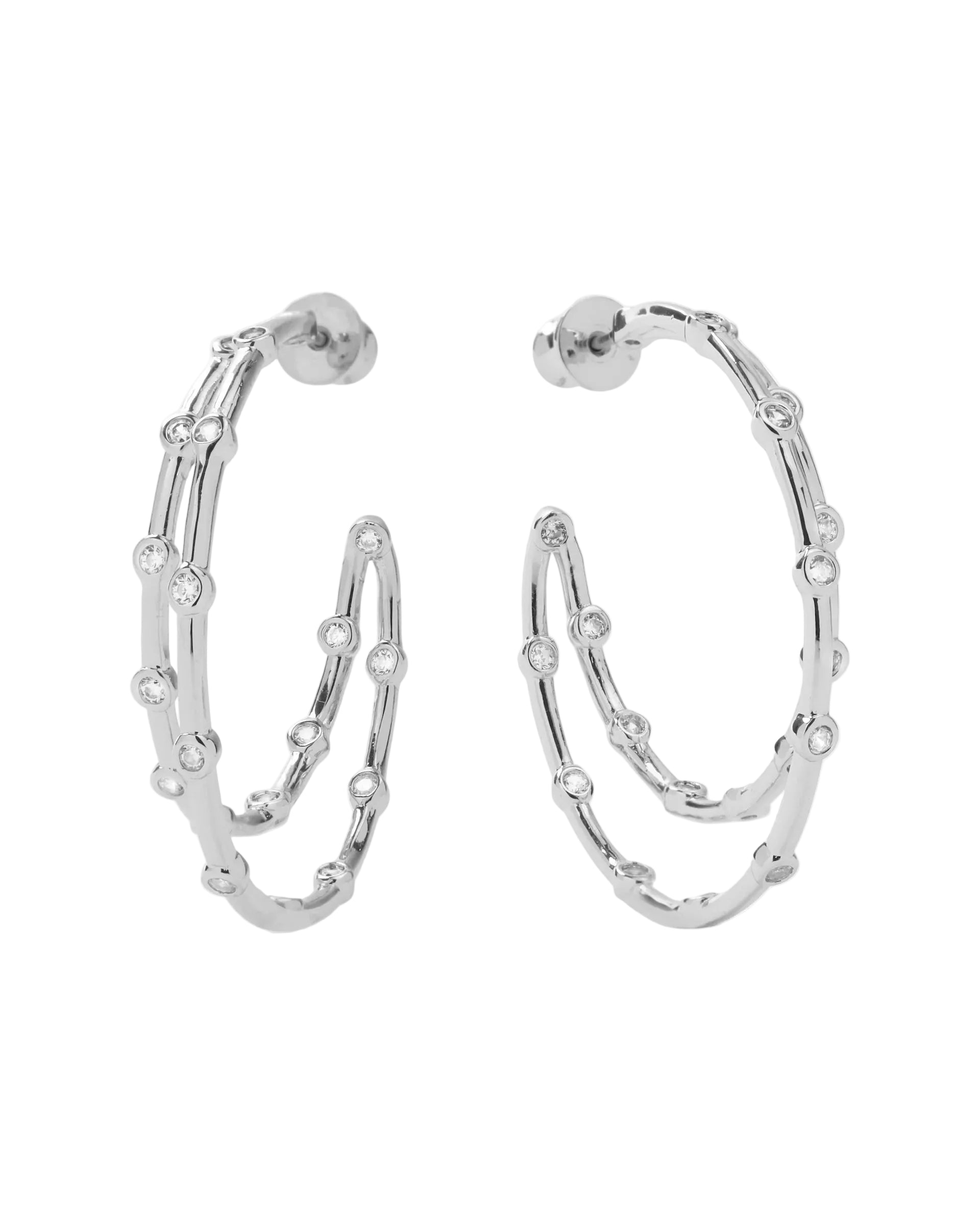 Big Ass Doubled Hoops Silver 1.5"