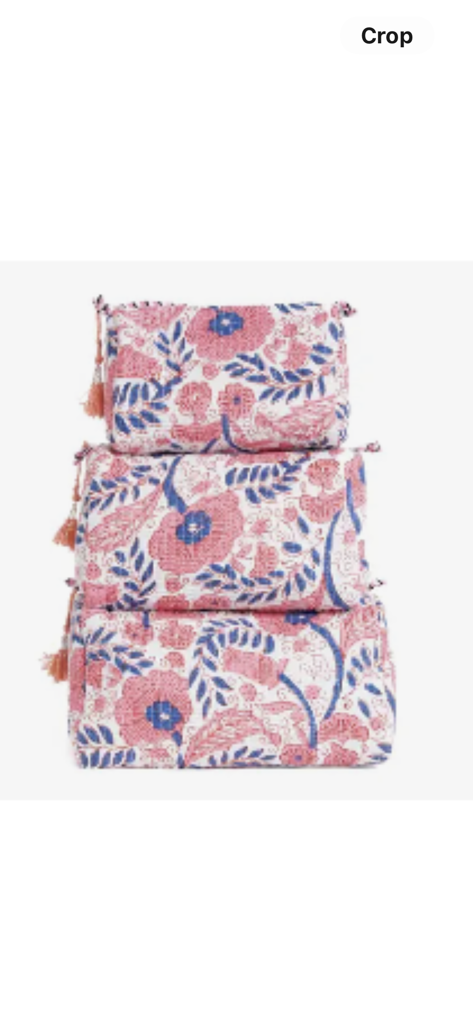 Quilted 3 Pack Toiletry Set- White Floral