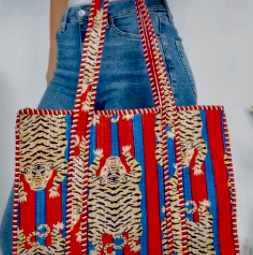 Quilted Tiger Tote- Red Tiger