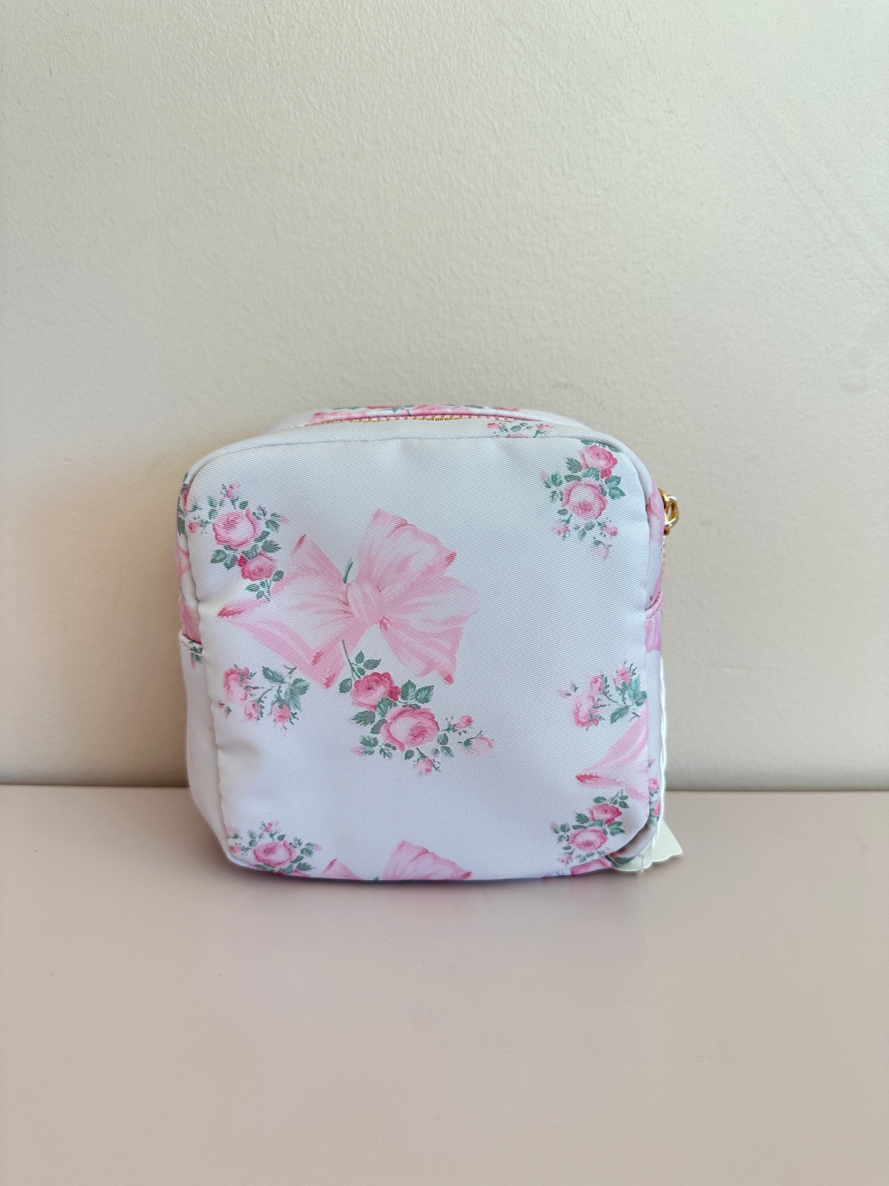 Pink Bow & Rose Mini Cosmetic Bag