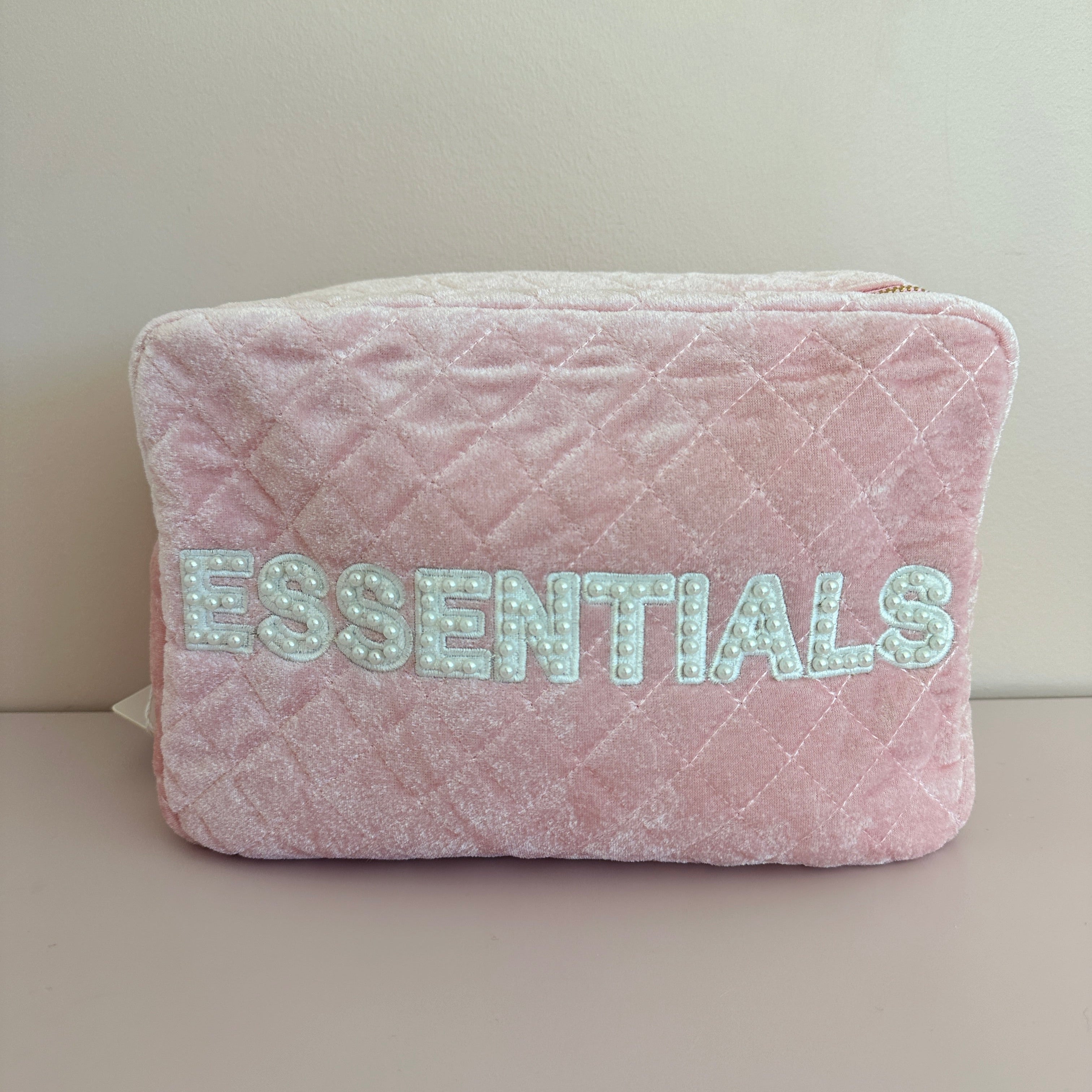 Pink Velvet "Essentials" Large Cosmetic Bag