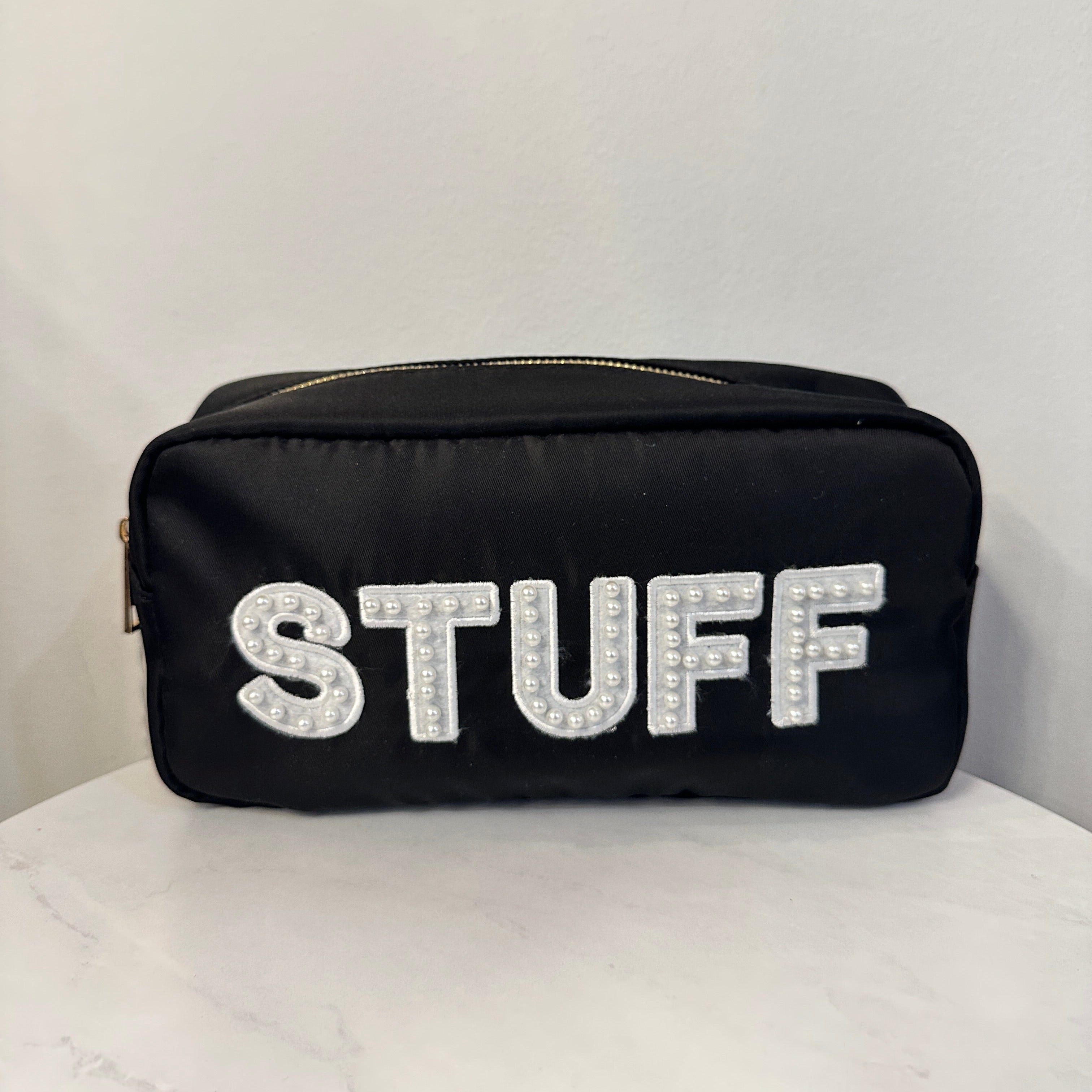 Black "Stuff" Medium Cosmetic Bag