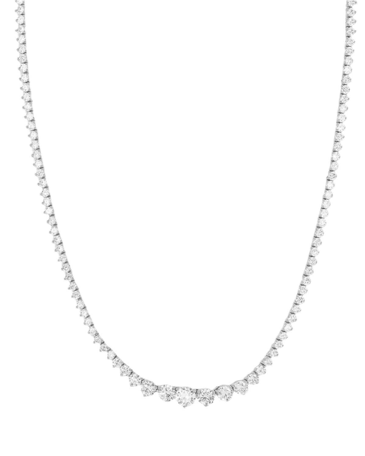 Not Your Basic Graduated Tennis Necklace - Silver 18"