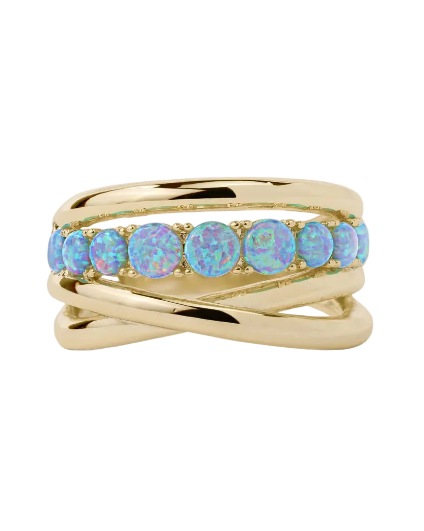 Oh She Fancy Stacked Blue Opal Ring - size 6
