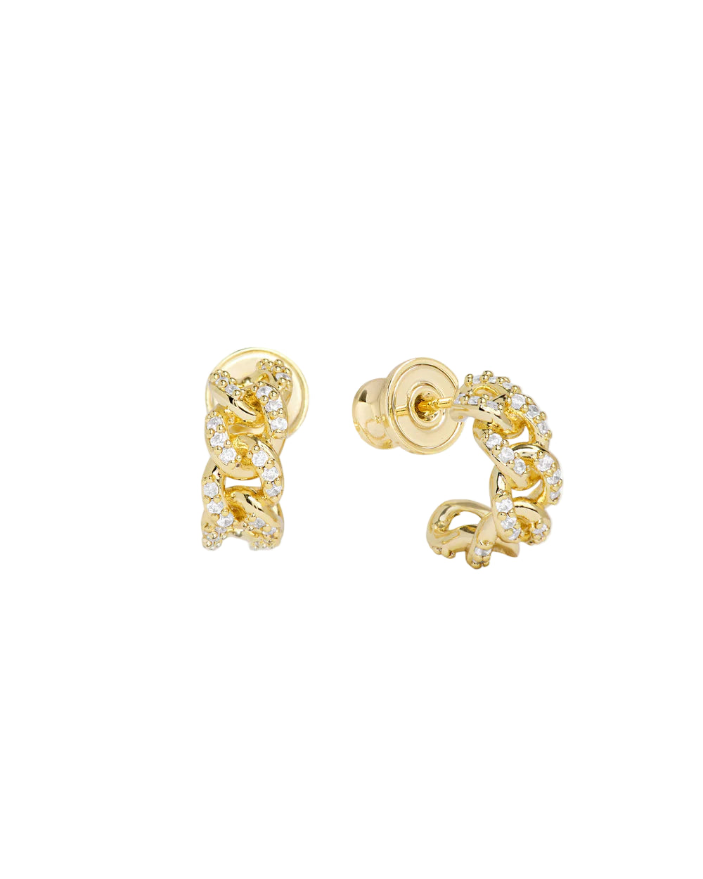 Pave Julian Chain Huggies - Gold