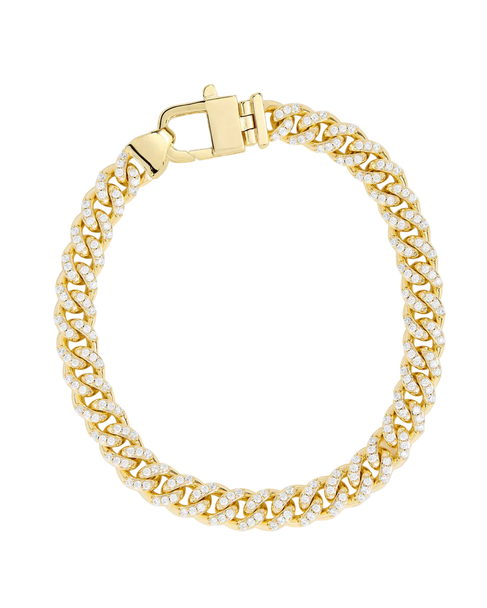Pave Julian Cuban Chain Bracelet - Gold  6.5"