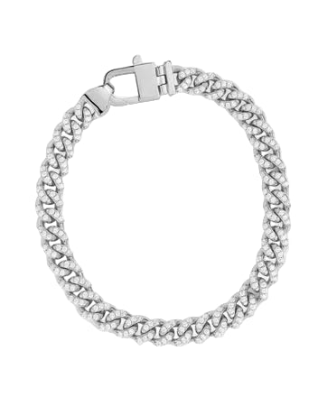 Pave Julian Cuban Chain Bracelet - Silver  6.5"