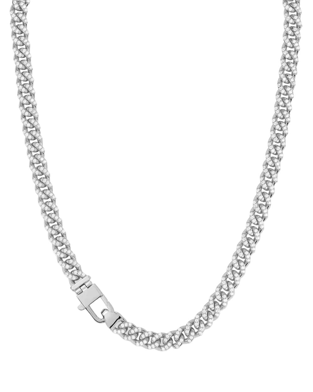 Pave Julian Cuban Chain Necklace - Silver 18"