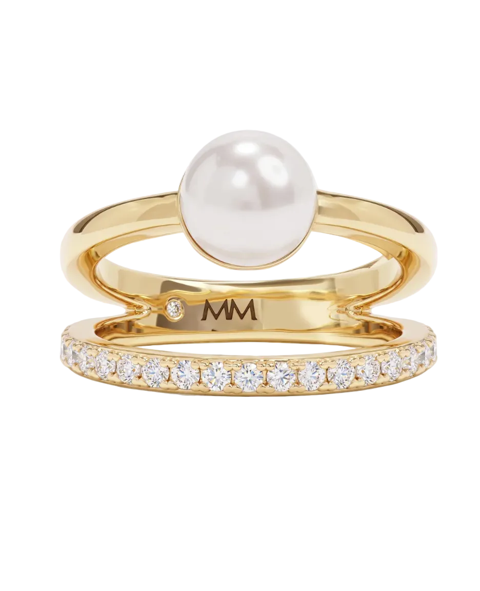 Perfect Pearl Stacked Ring size 7