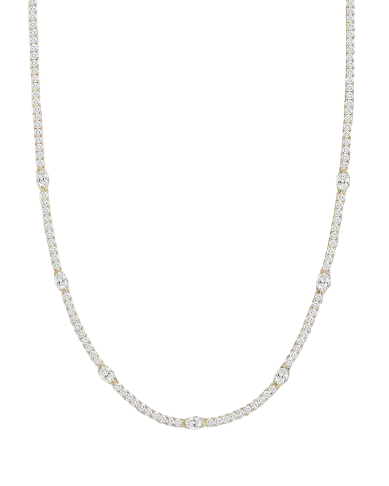 Maven Tennis Necklace- Gold with White Diamondettes