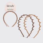 Kitsch Recycled Plastic Zig Zag Headband 2pc - Neutral