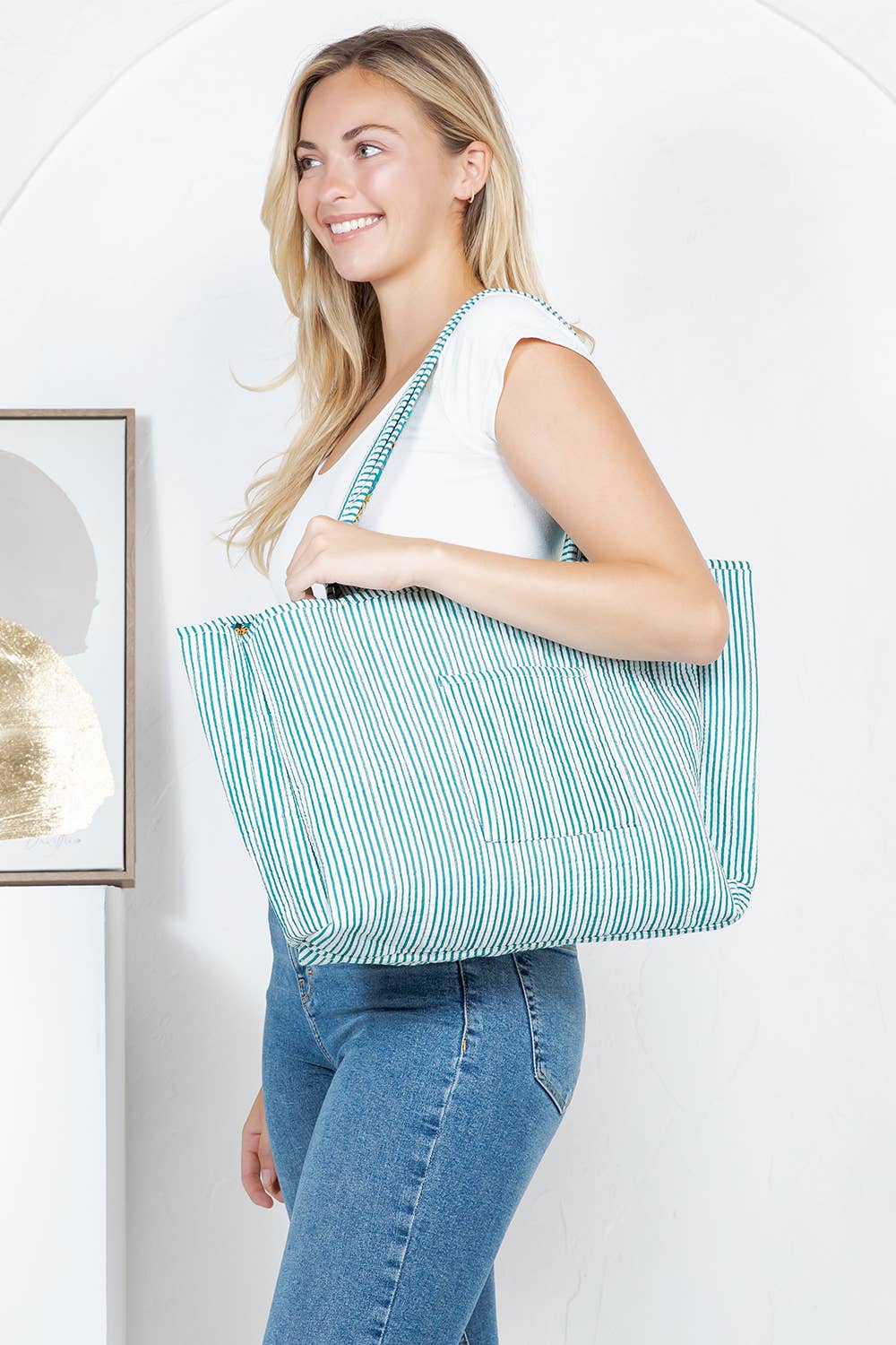 Blue Jungle Reversible Quilted Cotton Tote Bag