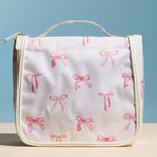 Pink Bow Print Hanging Toiletry Bag