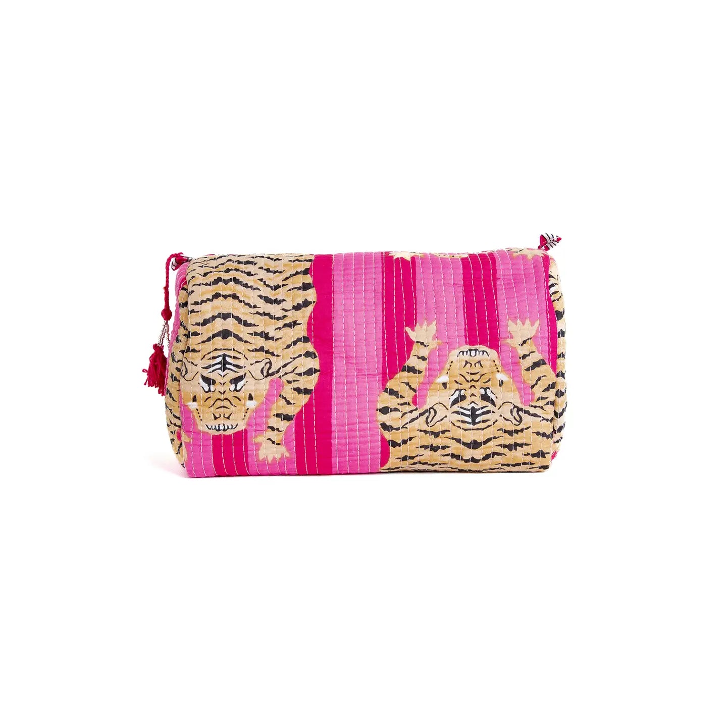Quilted 3 Pack Toiletry Bag Set - Pink Tiger