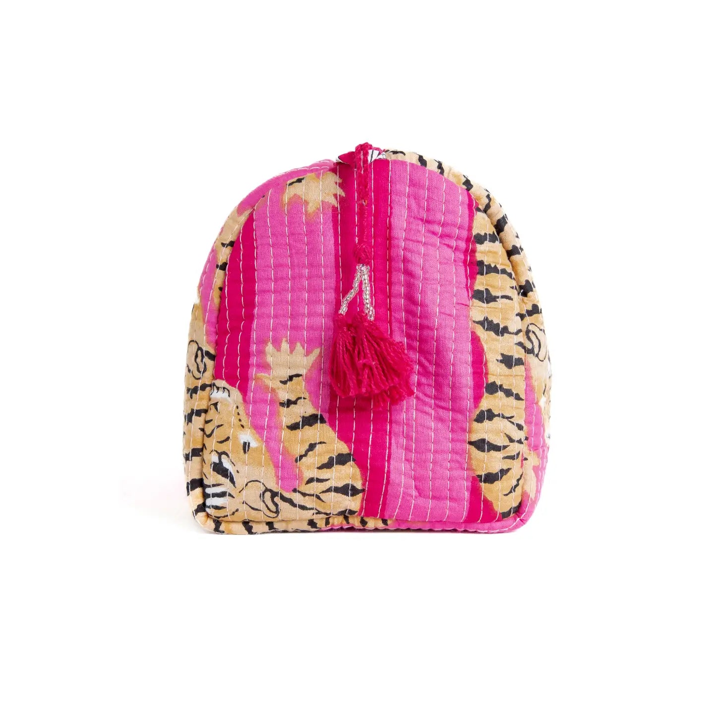 Quilted 3 Pack Toiletry Bag Set - Pink Tiger