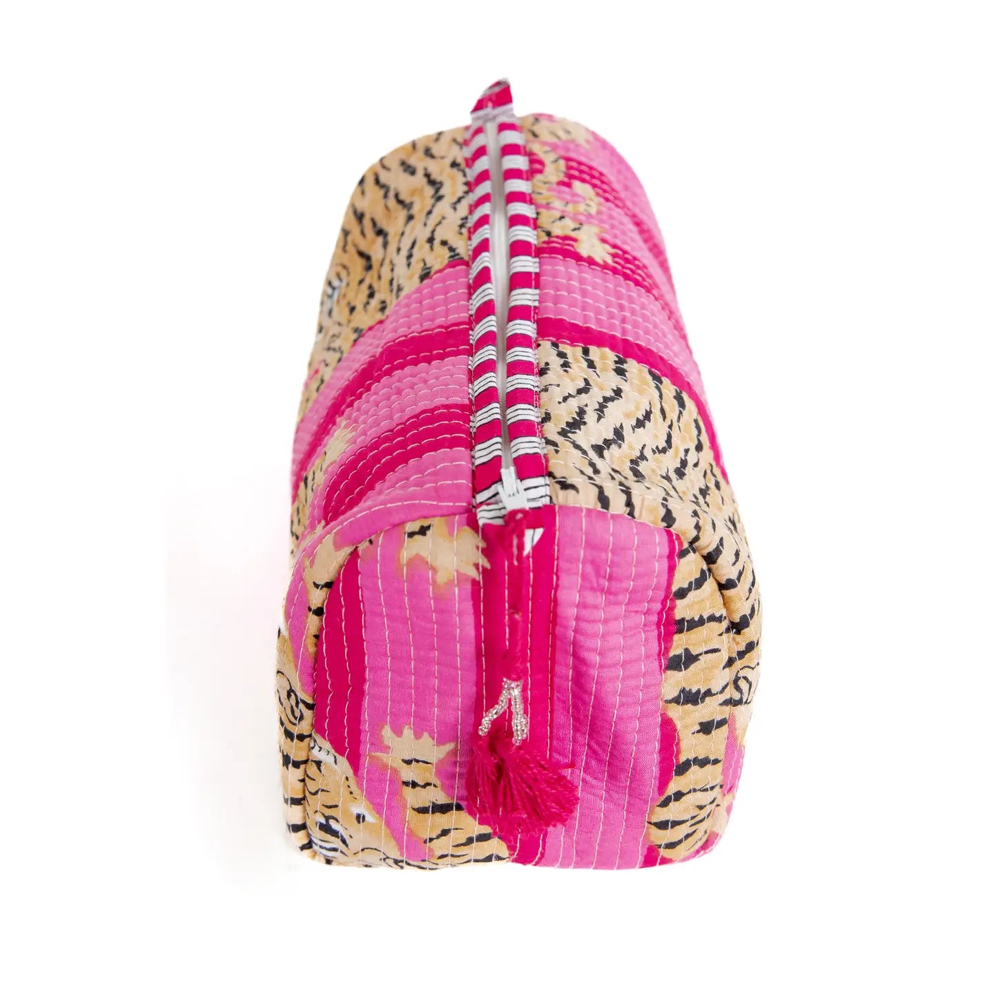 Quilted 3 Pack Toiletry Bag Set - Pink Tiger