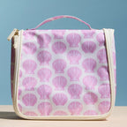 Pink Seashell Print Hanging Toiletry Bag