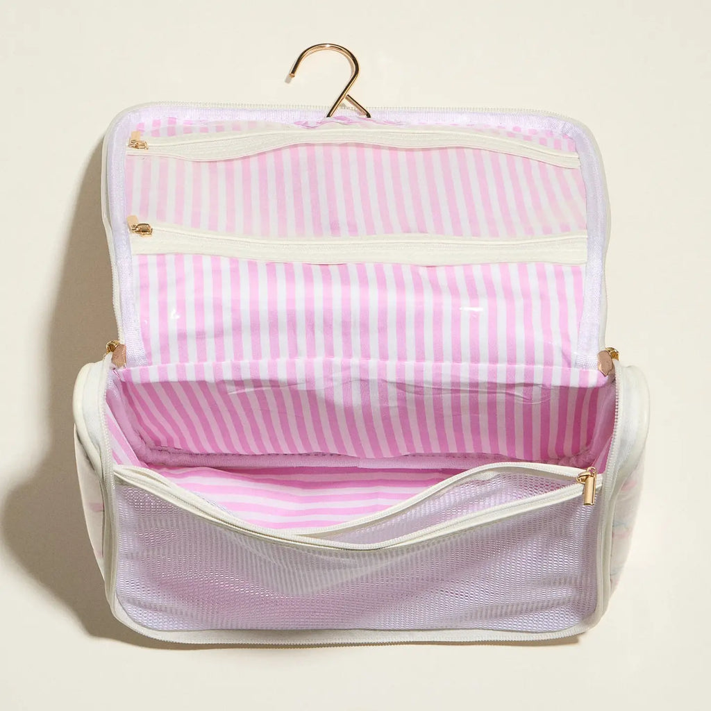Pink Bow Print Hanging Toiletry Bag