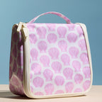 Pink Seashell Print Hanging Toiletry Bag