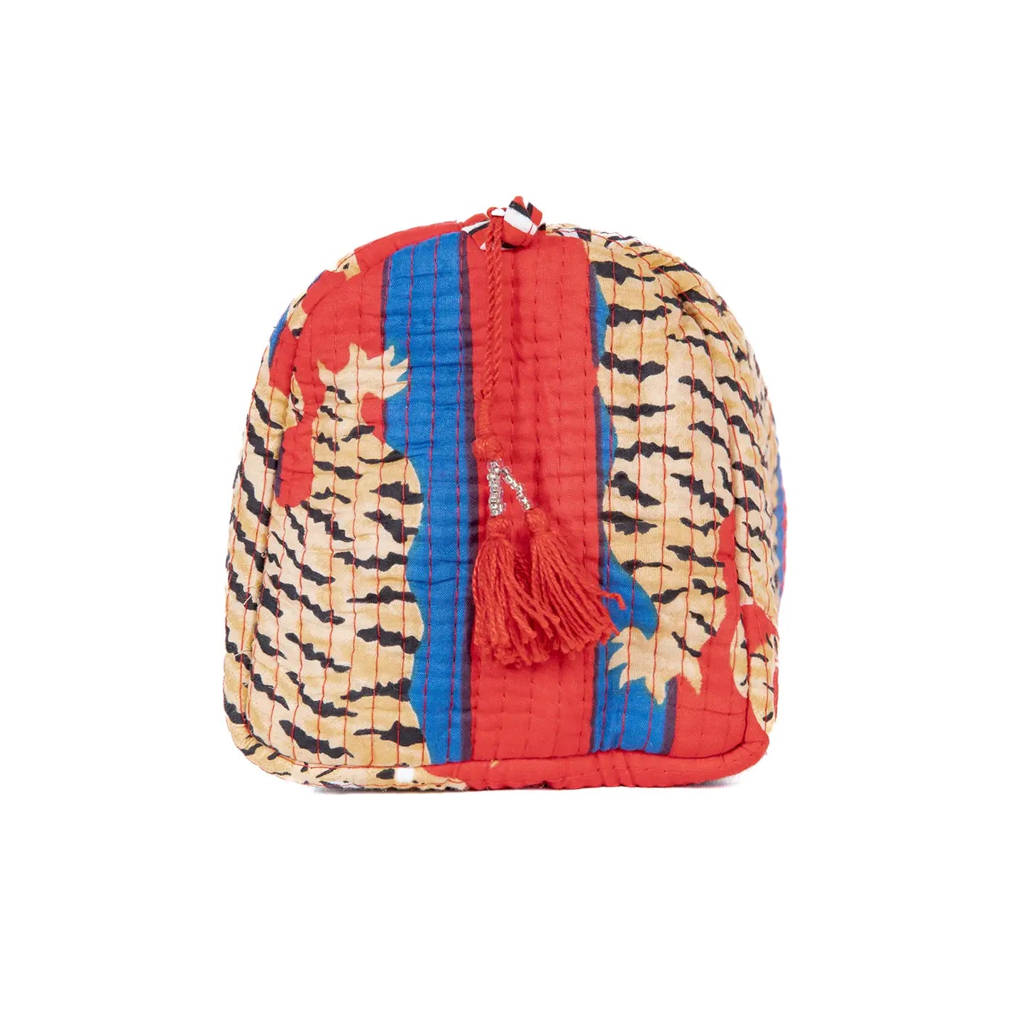 Quilted 3 Pack Toiletry Bag Set- Red Tiger