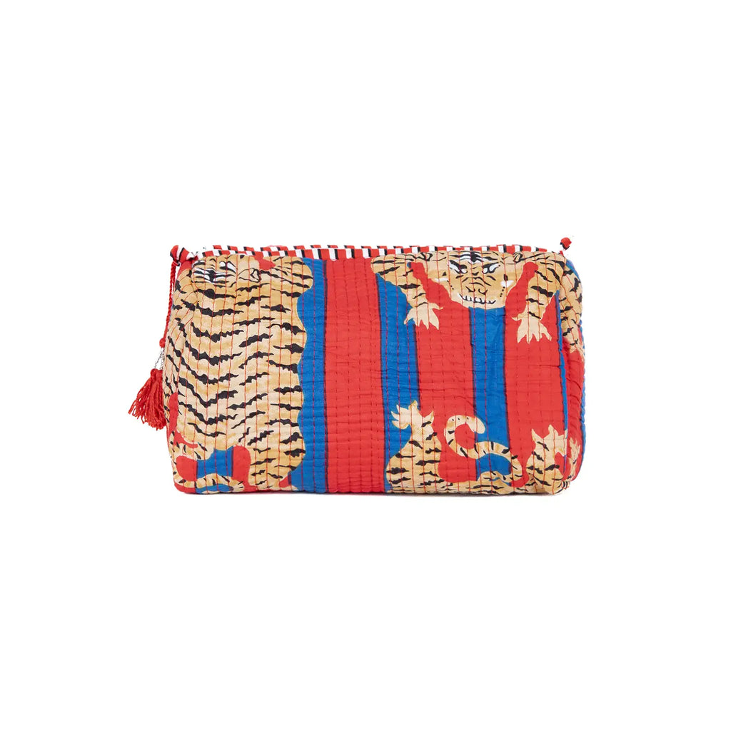 Quilted 3 Pack Toiletry Bag Set- Red Tiger