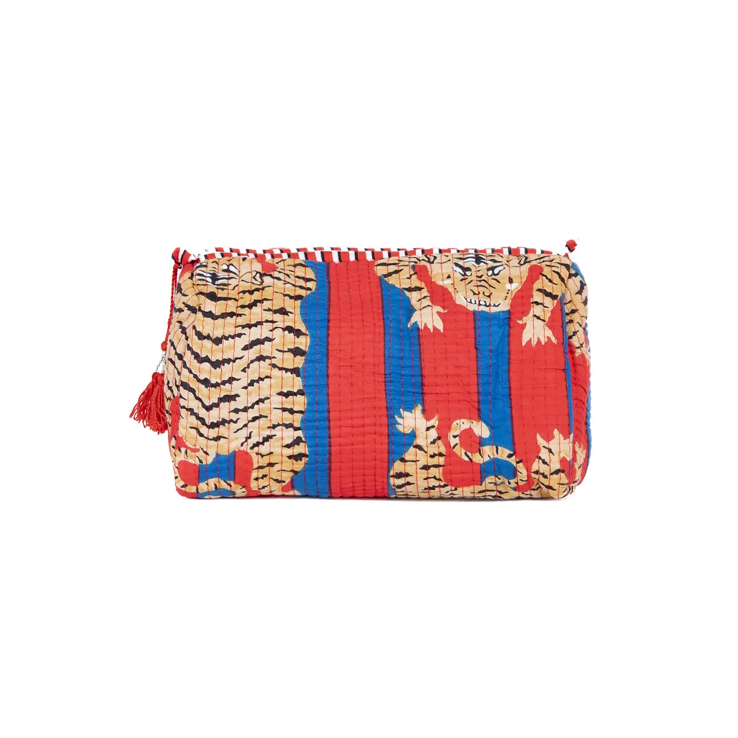 Quilted 3 Pack Toiletry Bag Set- Red Tiger