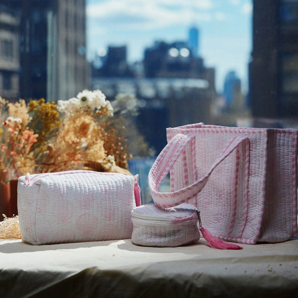 Quilted Seashell Cosmetic Pouch